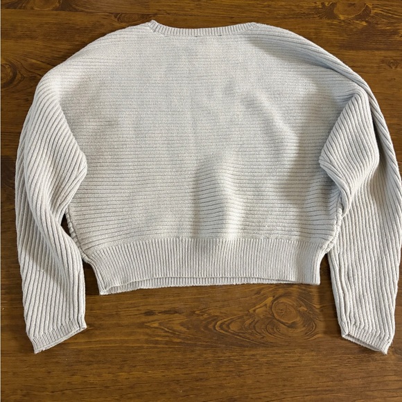 Express Light Gray Ribbed Knit Top - Picture 6 of 6